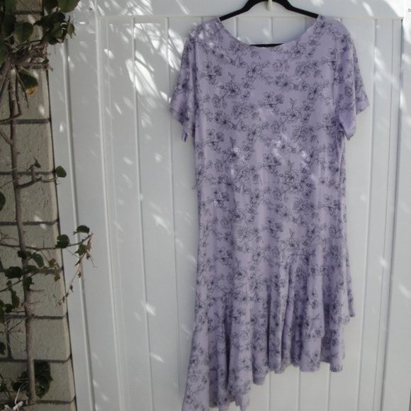 AVA & VIV Women's Dress Size X Knit Purple Floral V-neck Belted Spring Sumner - Picture 3 of 3